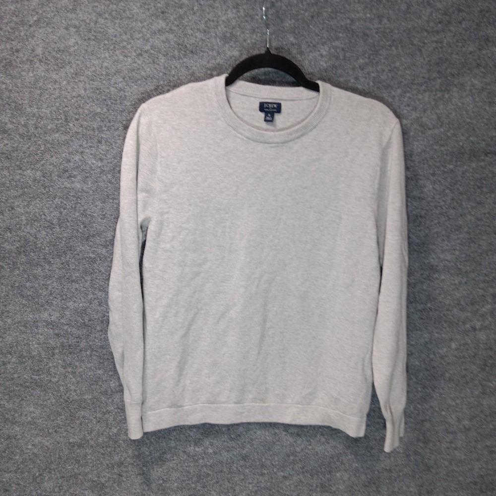 J. Crew 100% Cotton Crewneck Long Sleeve Grey Sweater Comfortable Men's Small